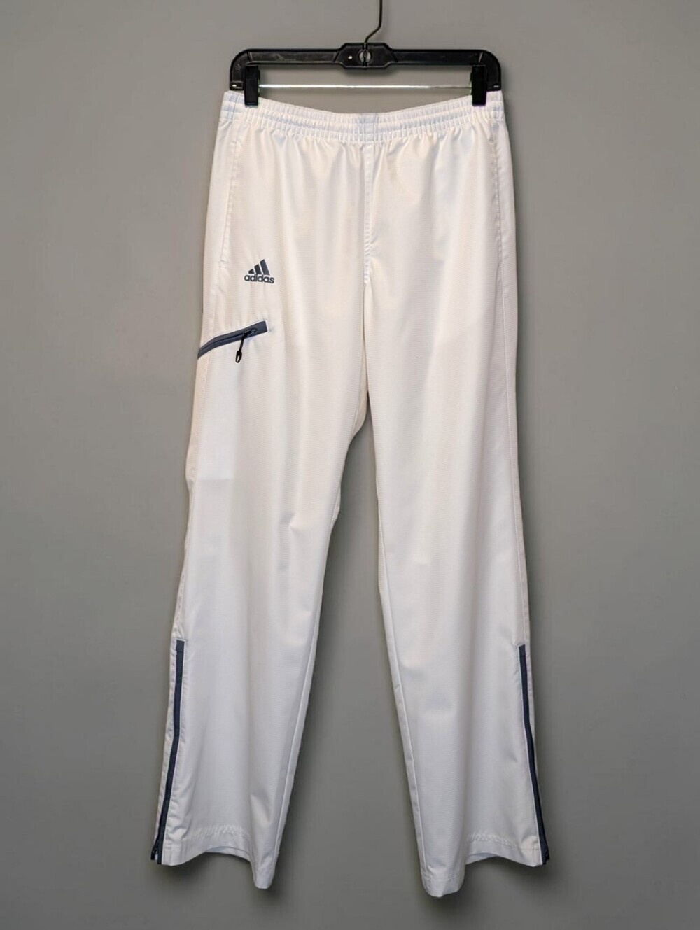 Adidas White Windbreaker Track Pants Zip Hem Athleisure Golf Women’s M